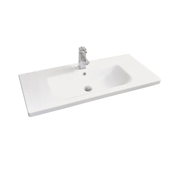 Sanicare Q18 keramische wastafel 100cm met kraangat wit glans