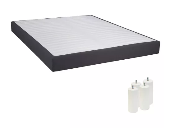 TAPIKIT - Sommier Tapissier Démontable 2x20 Lattes 140x190cm Anthracite + Pieds Blancs 15cm