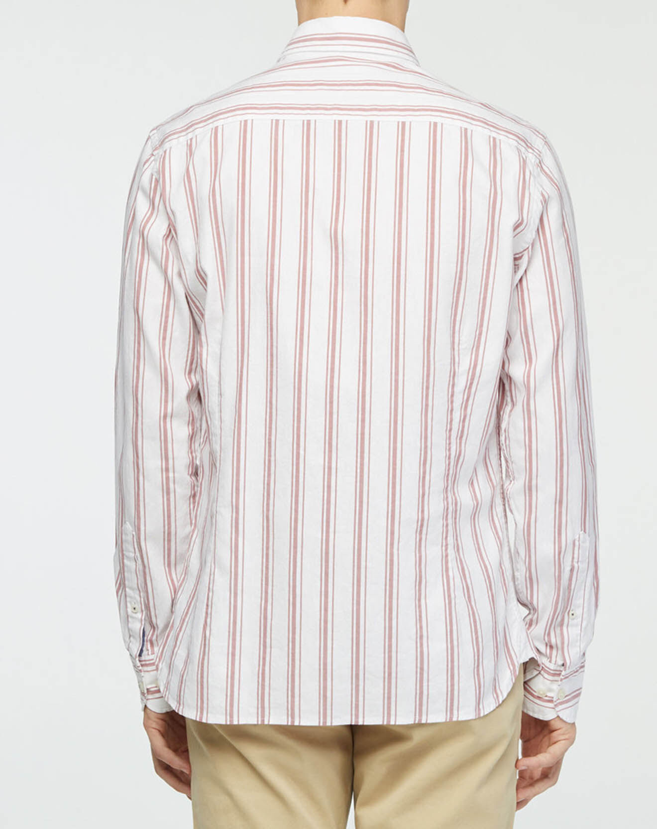 Hackett London Chemise Slim Fit en Coton & Lin Washed à rayures écru/bordeaux