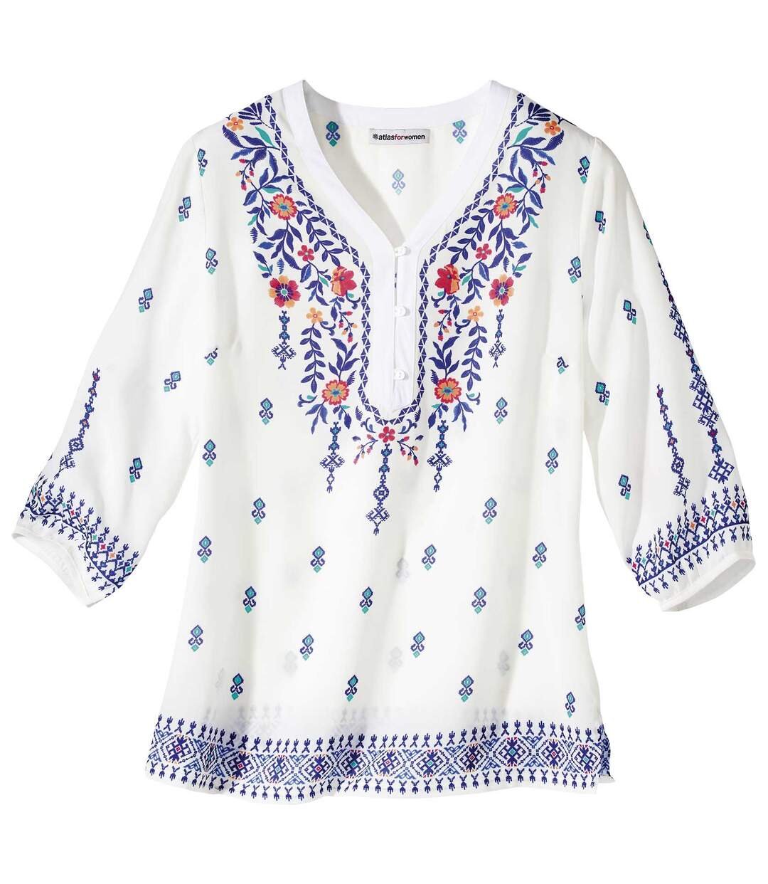 Blouse en Crêpe Fluide Esprit Folk