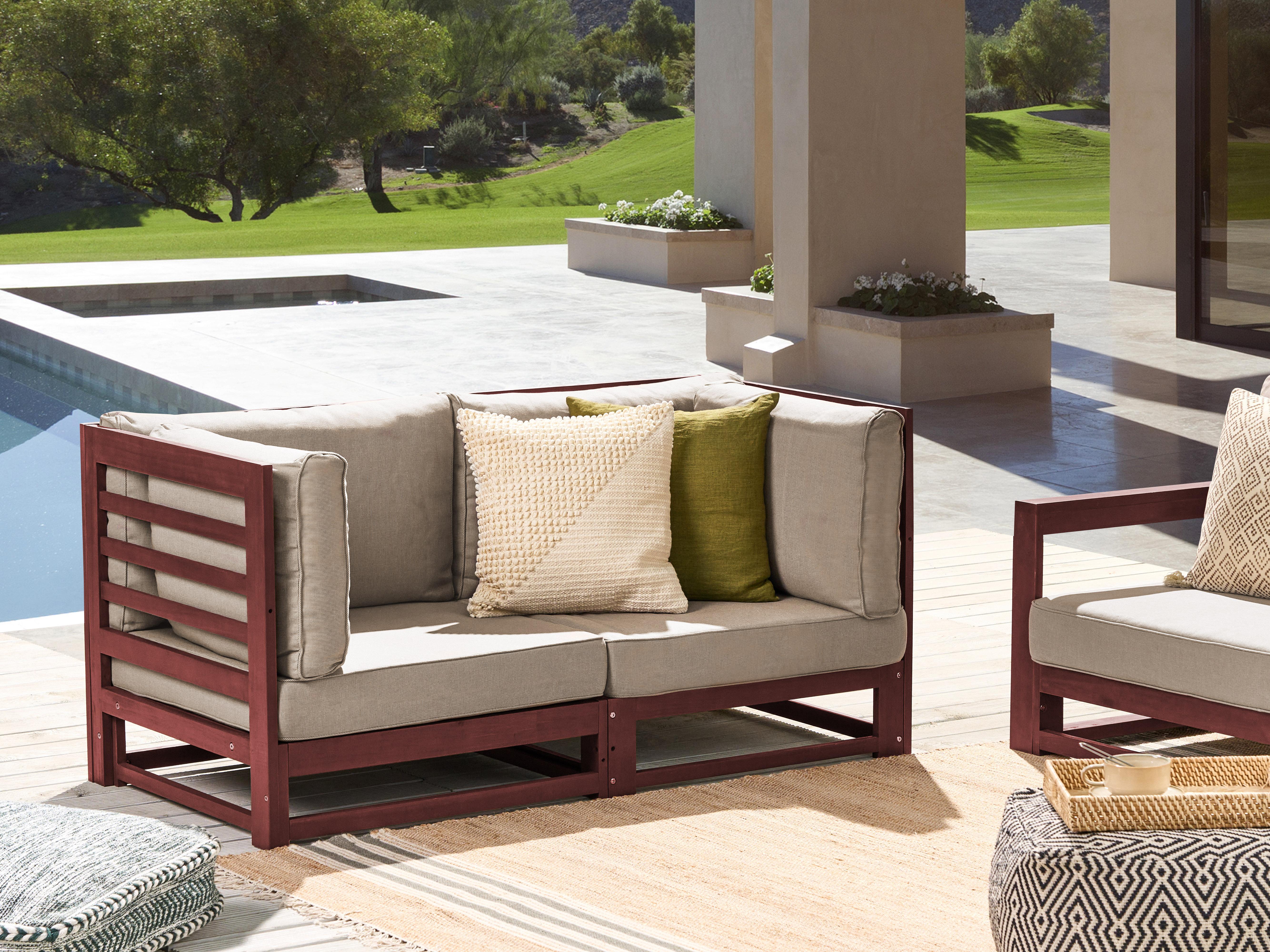 Tuin loungebank 2-zits TRANI modulair Acaciahout Donkerrood