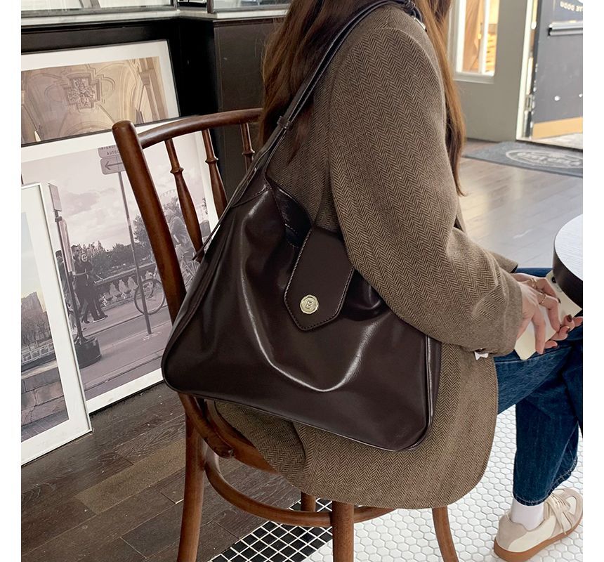 Barba - Schoudertas van imitatieleer met drukknopen