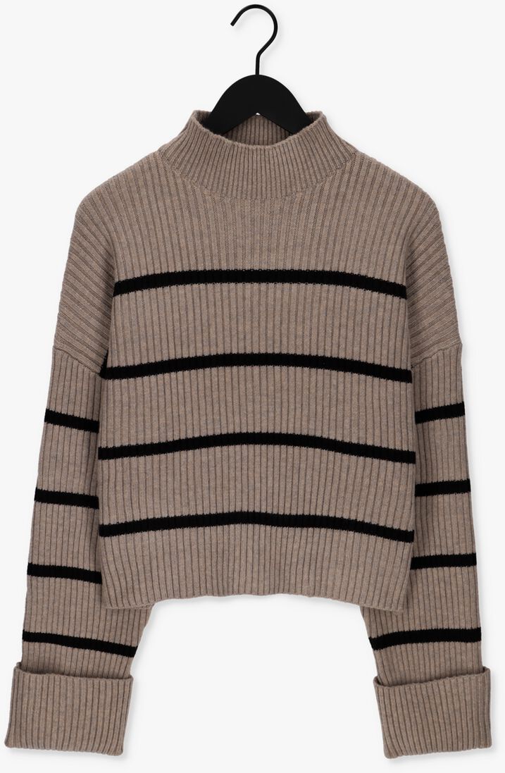 CO\\'COUTURE taupe co'couture trui row stripe box crop knit