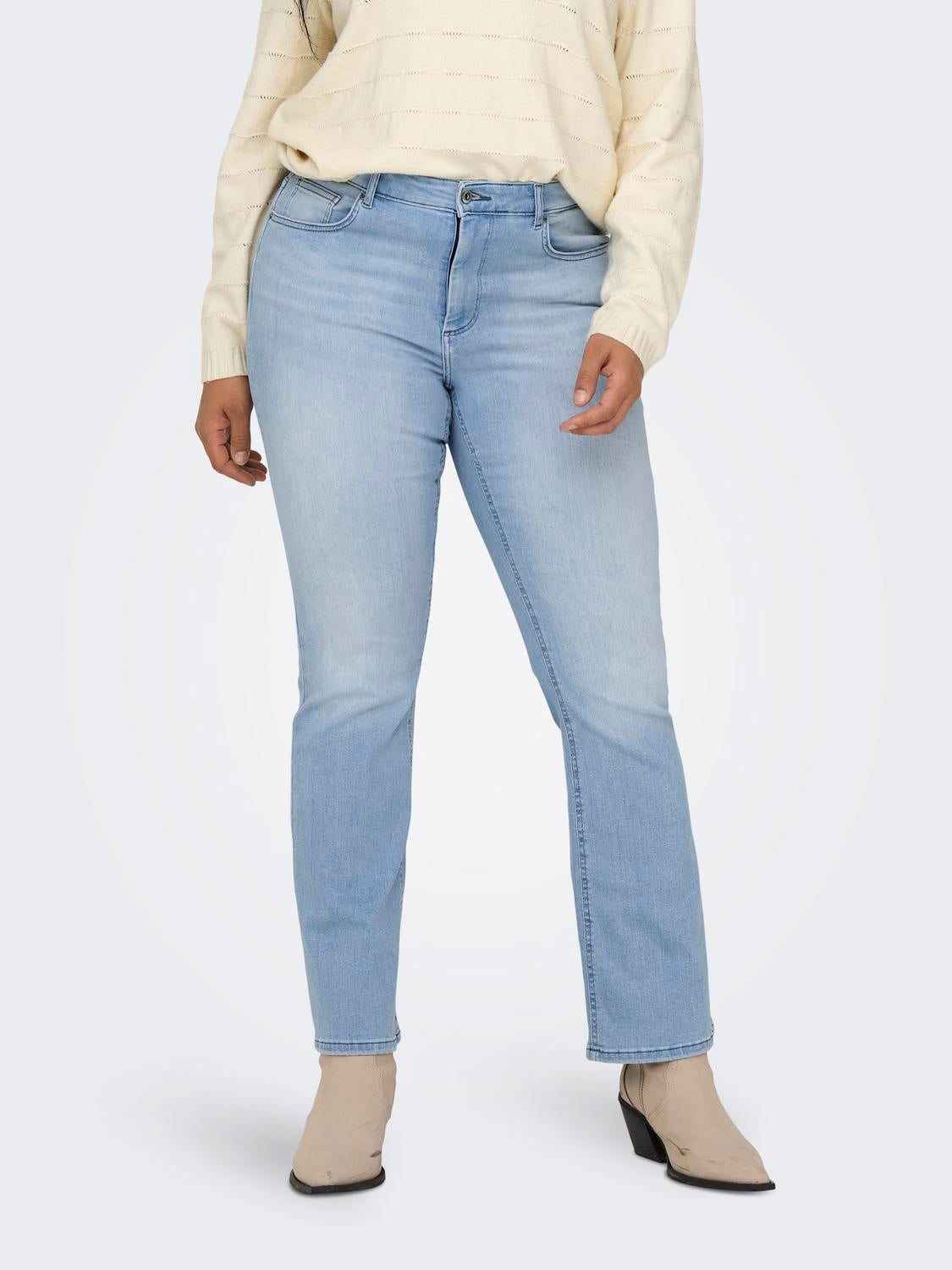 CARWILLY Hohe Taille Ausgestellt Jeans Light Blue Denim
