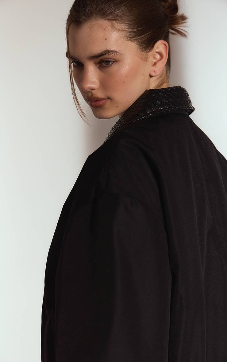 Noir Bomber En Nylon À Col Matelassé