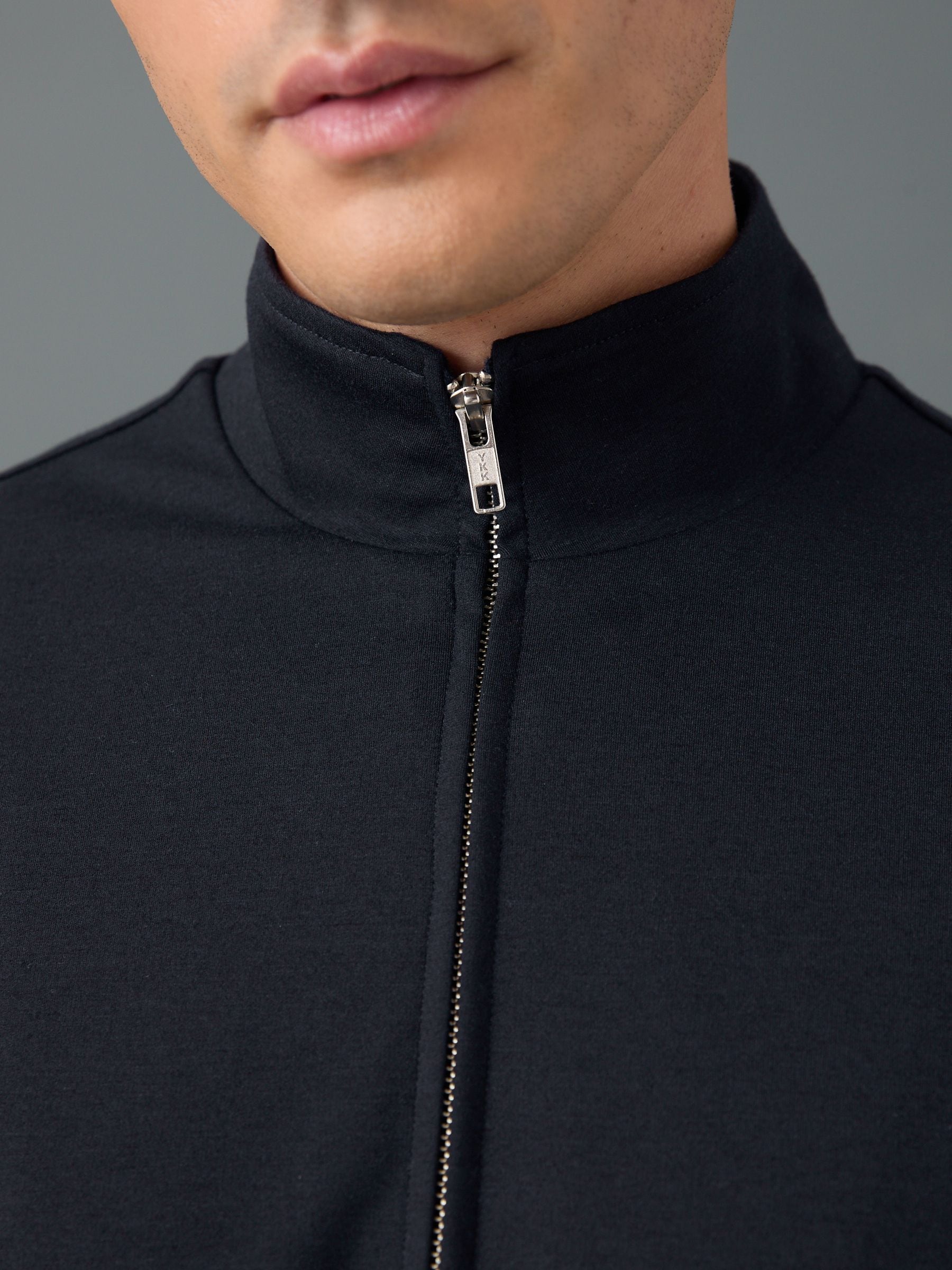 Donkerblauw - Premium Smart Funnel Neck Zip Through With Wool