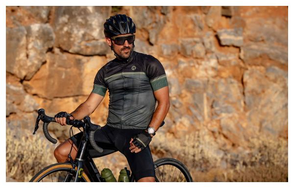 Maillot Manches Courtes Velo Rogelli Hero II - Homme - Vert/Noir