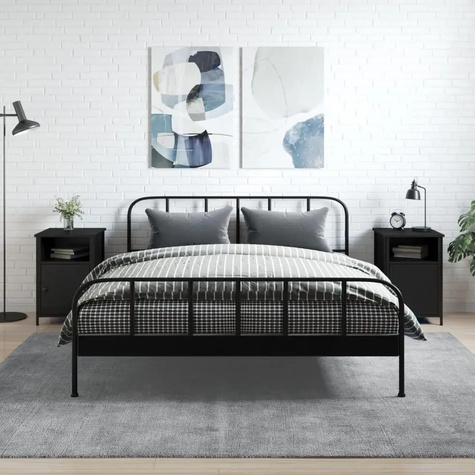 vidaXL - Nachtkastjes - Zwart - Bewerkt hout - 40 x 42 x 60 cm - 2 stuks