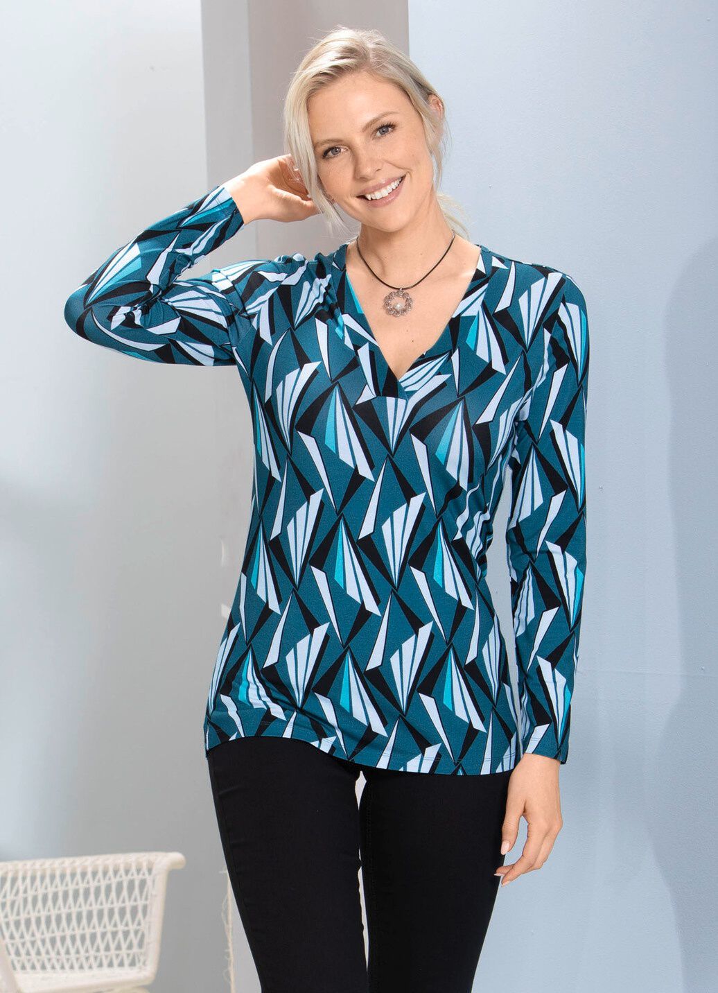 Allover gemustertes Shirt in 2 Farben
