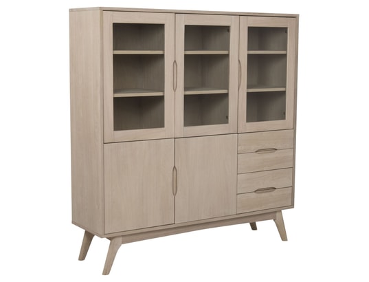 TOILINUX - Vitrine martie en mdf avec 3 portes vitrées, 2 portes pleine...