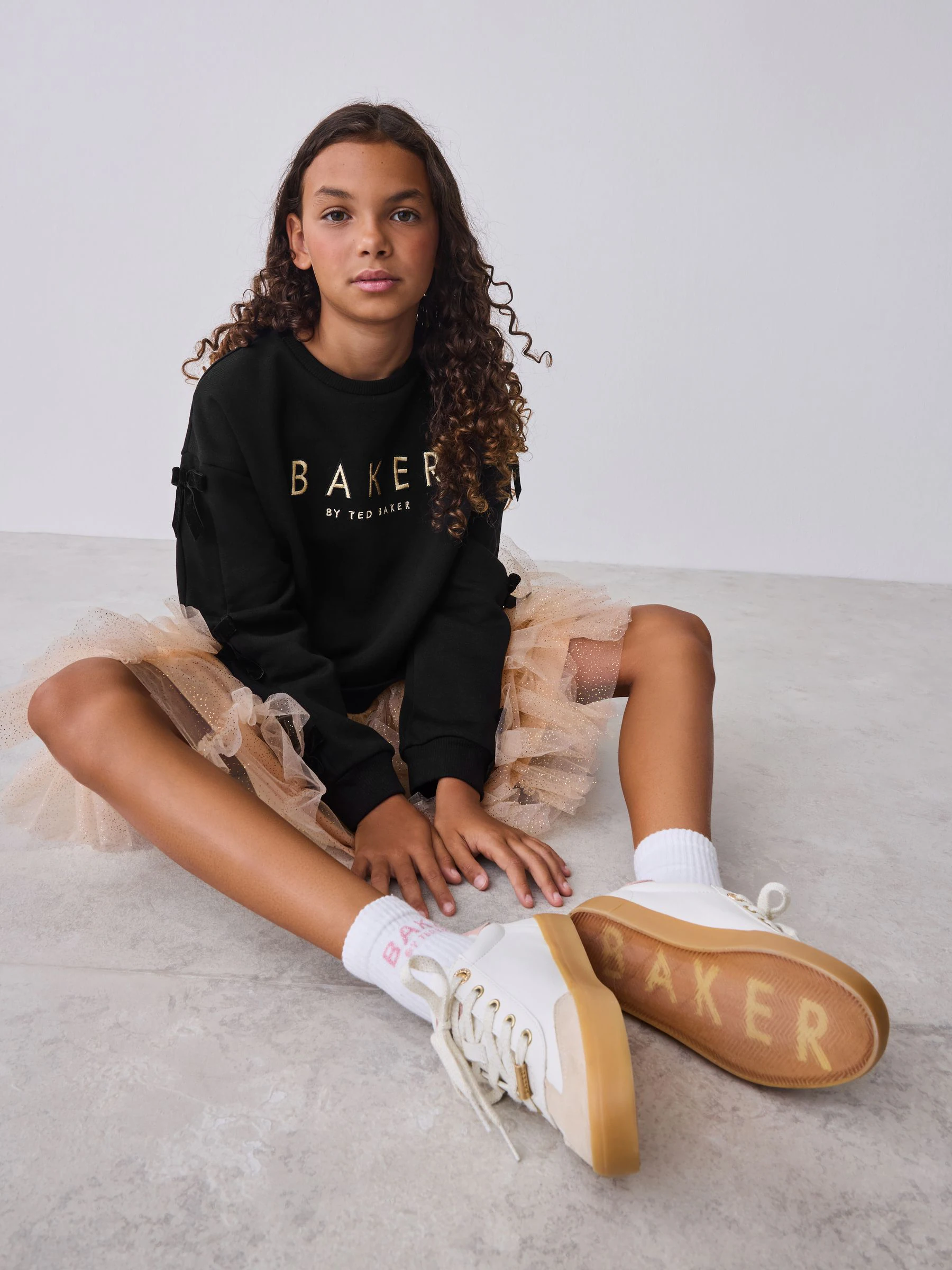 Zwart - Baker by Ted Baker Mesh Skirted Sweat Mockable Dress