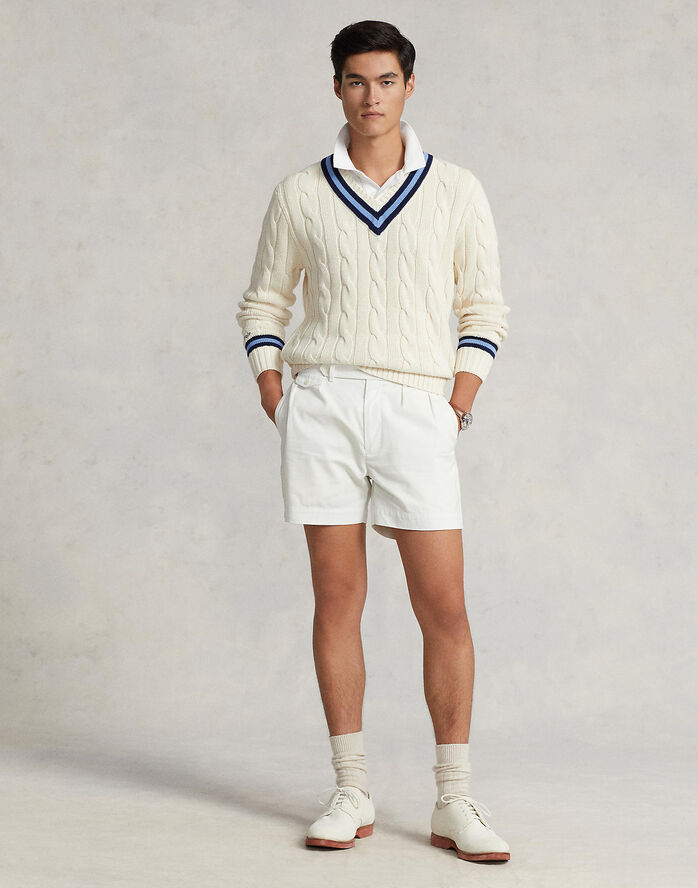 Polo Ralph Lauren 1/4-5 COTTON-LSL-PLO Cream w/ navy stripe