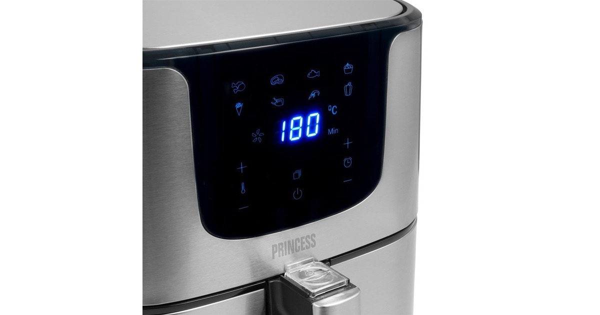 Princess182060 Digital Aerofryer Deluxe XXL heteluchtfriteuse  (Roestvrij staal/zwart, 5,5 liter)