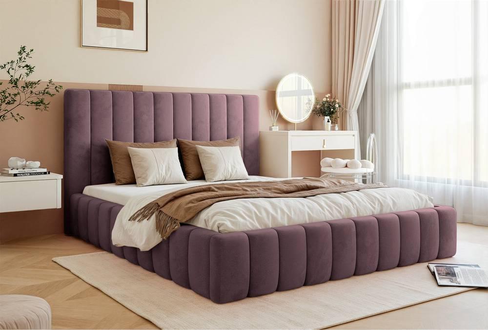 NADUVI Collection Bedframe Flores velvet 140x200 met opbergvak