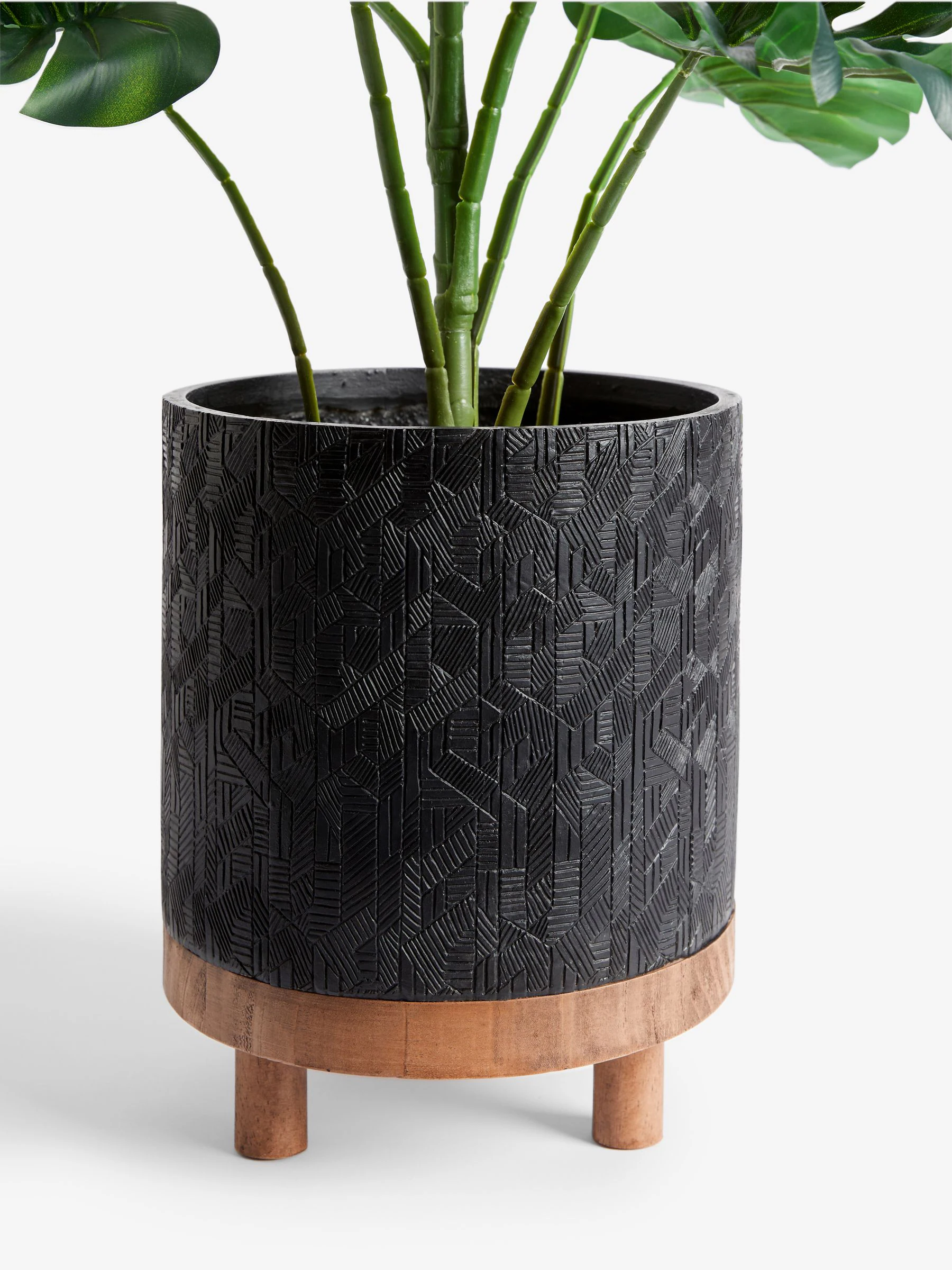 Artificial Monstera Plant In Black Bronx Planter
