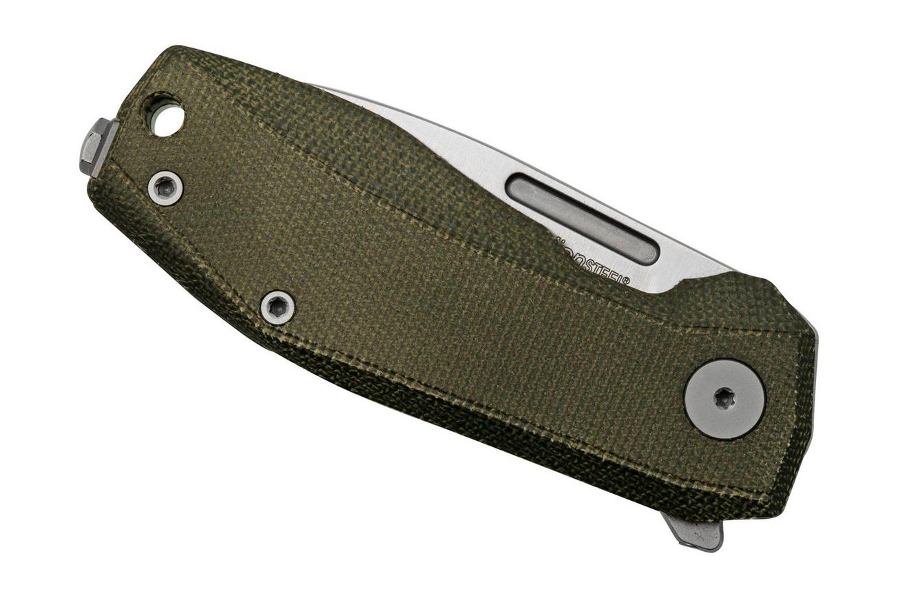 LionSteel Nano NA01-CVG Frame Lock, Magnacut, Green Canvas Micarta, zakmes