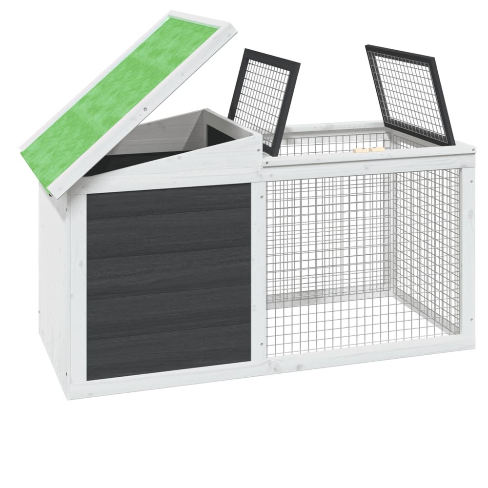 Clapier gris 100,5x54x55 cm bois de pin massif