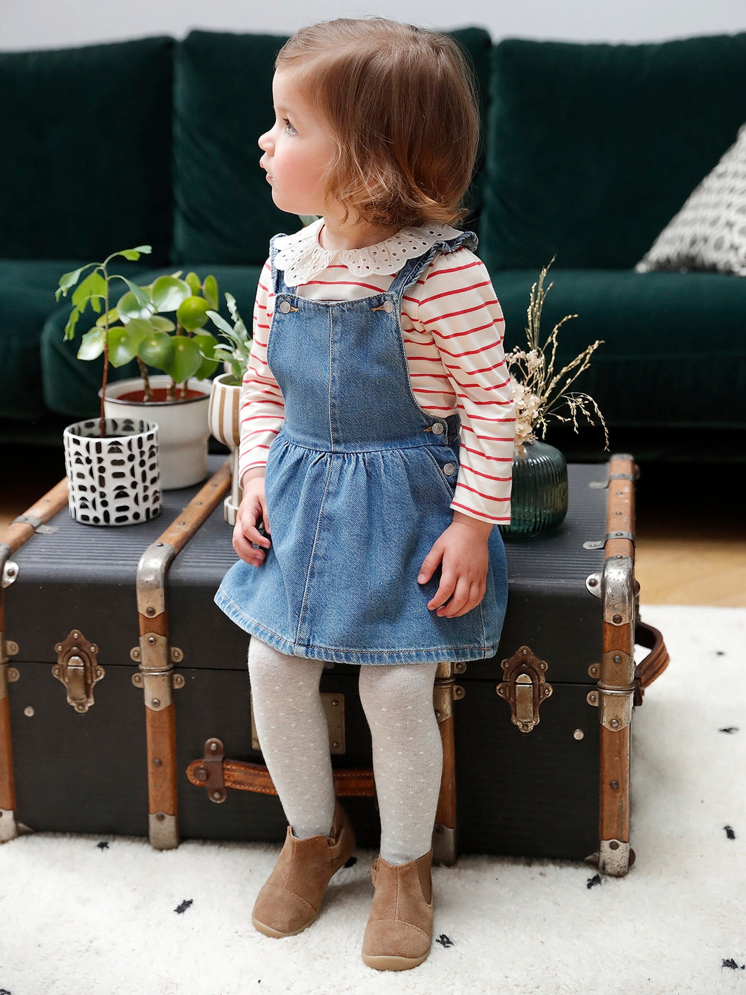 Vertbaudet Baby Jeans-Latzkleid blue stone