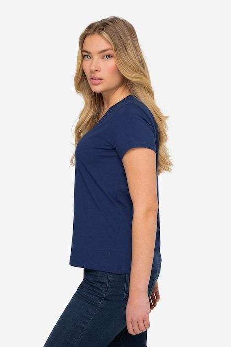 T-Shirt, kleiner Knoten Print, V-Ausschnitt, Halbarm, OEKO-TEX MIG