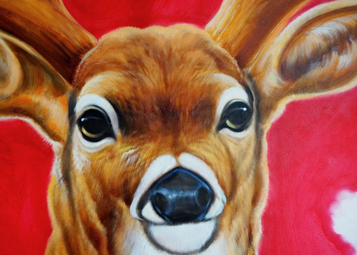 Mendler Ölgemälde Hirsch, 100% handgemaltes Wandbild Gemälde XL, 100x100cm