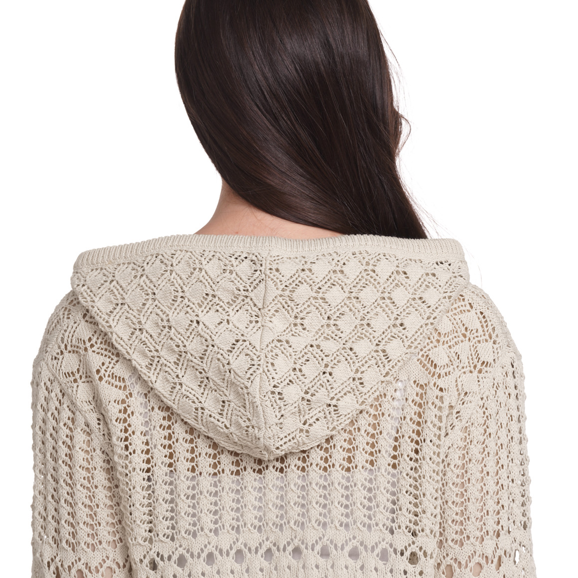 Gina Damen Strickpullover mit Ajour-Muster beige