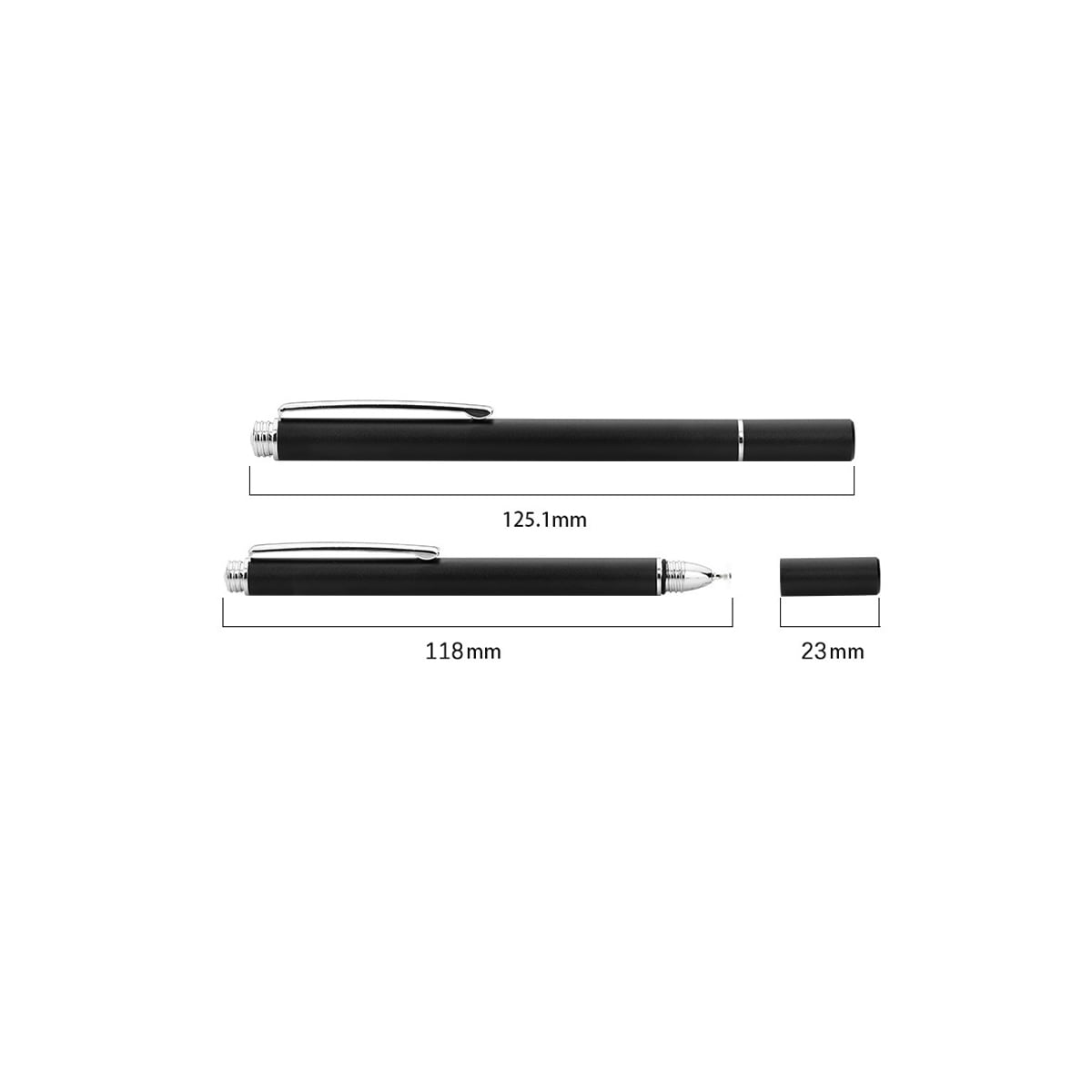 Styluspenn med skivespisser og lokk Universal 7 mm Sort