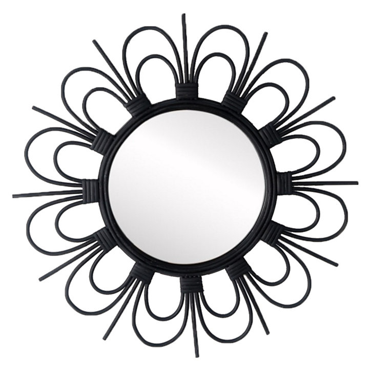Miroir rotin fleur noir L.43 x l.43 cm