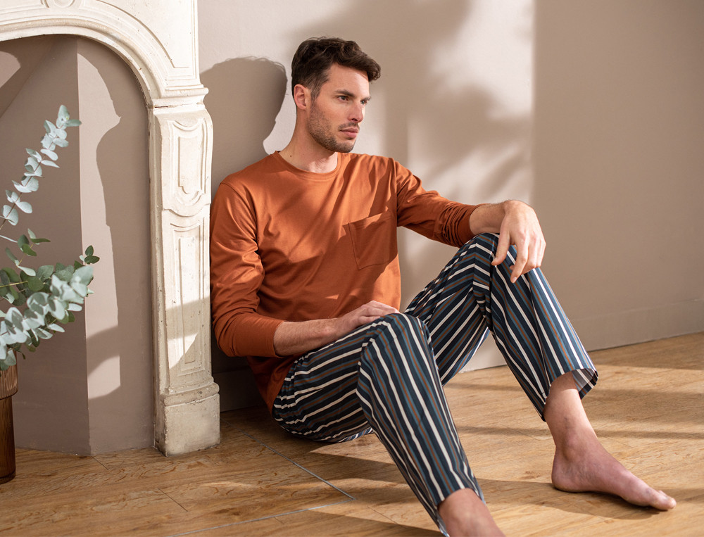 Pyjama homme-Bleu cannelle