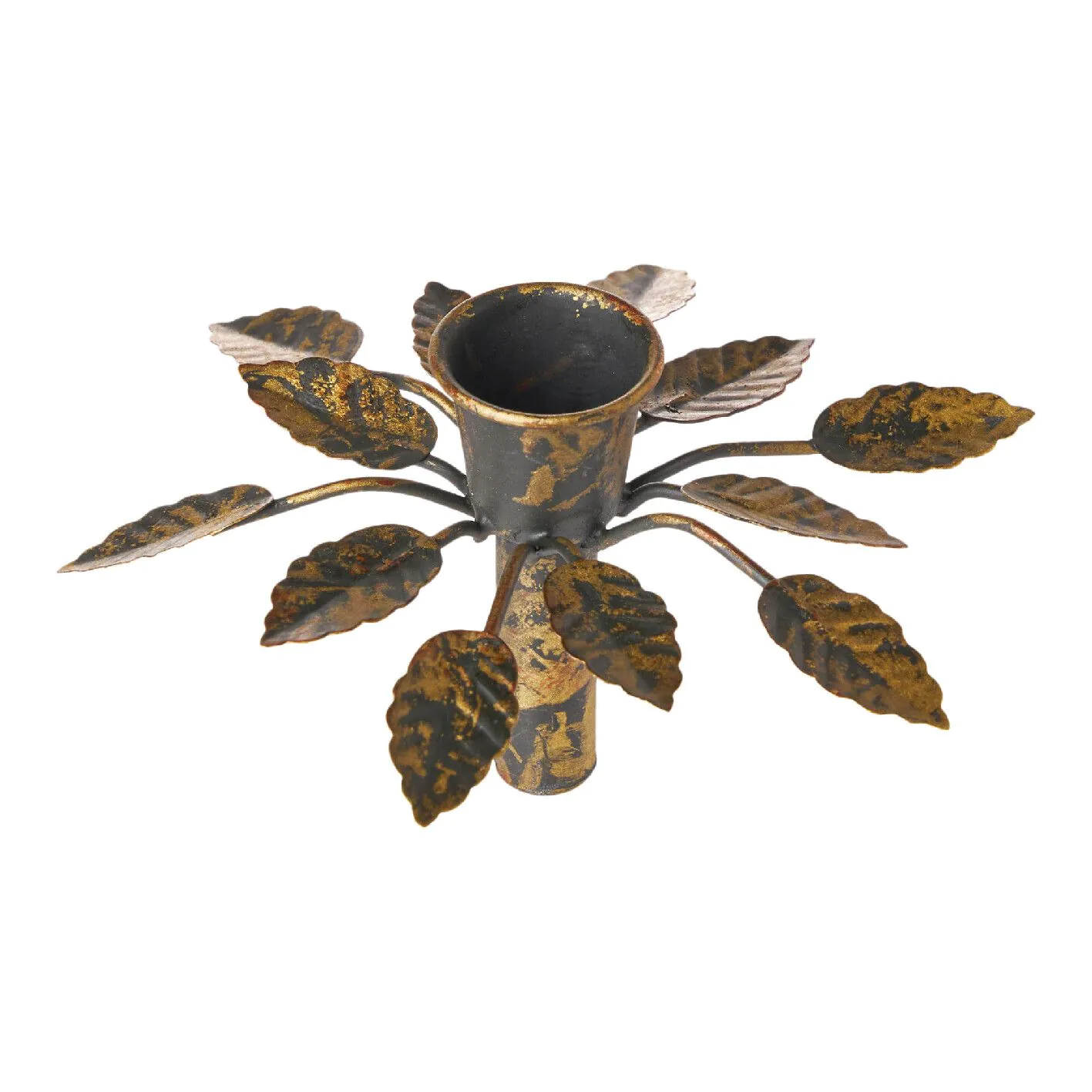 Stabkerzen-Stecker Blatt, Antik/Bronze