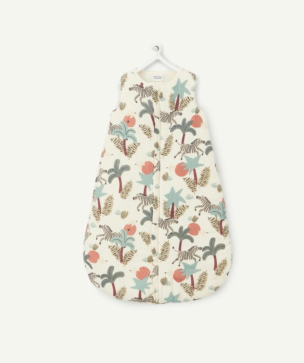 GIGOTEUSE BÉBÉ ÉCRU EN COTON ET REMBOURRAGE RECYCLÉ THÈME JUNGLE