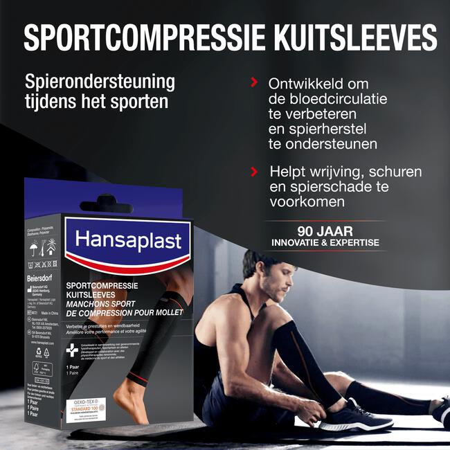 Hansaplast Sport Compressie Kuit Zwart Medium