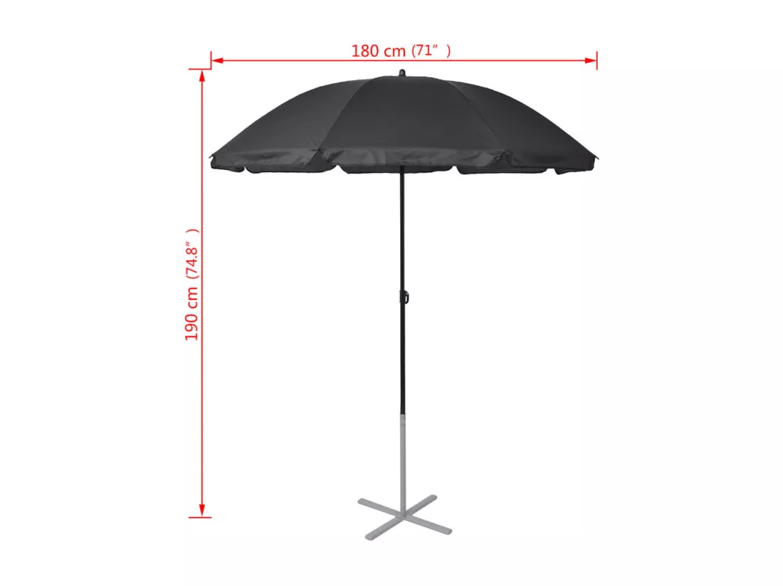 Chaises longues et parasol Aluminium Noir