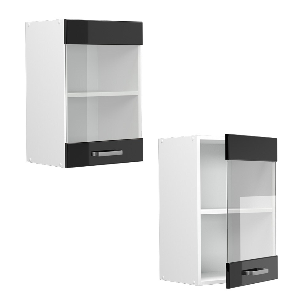 Vicco Glashängeschrank Küchenschrank R-Line Solid Weiß Schwarz 40 cm modern