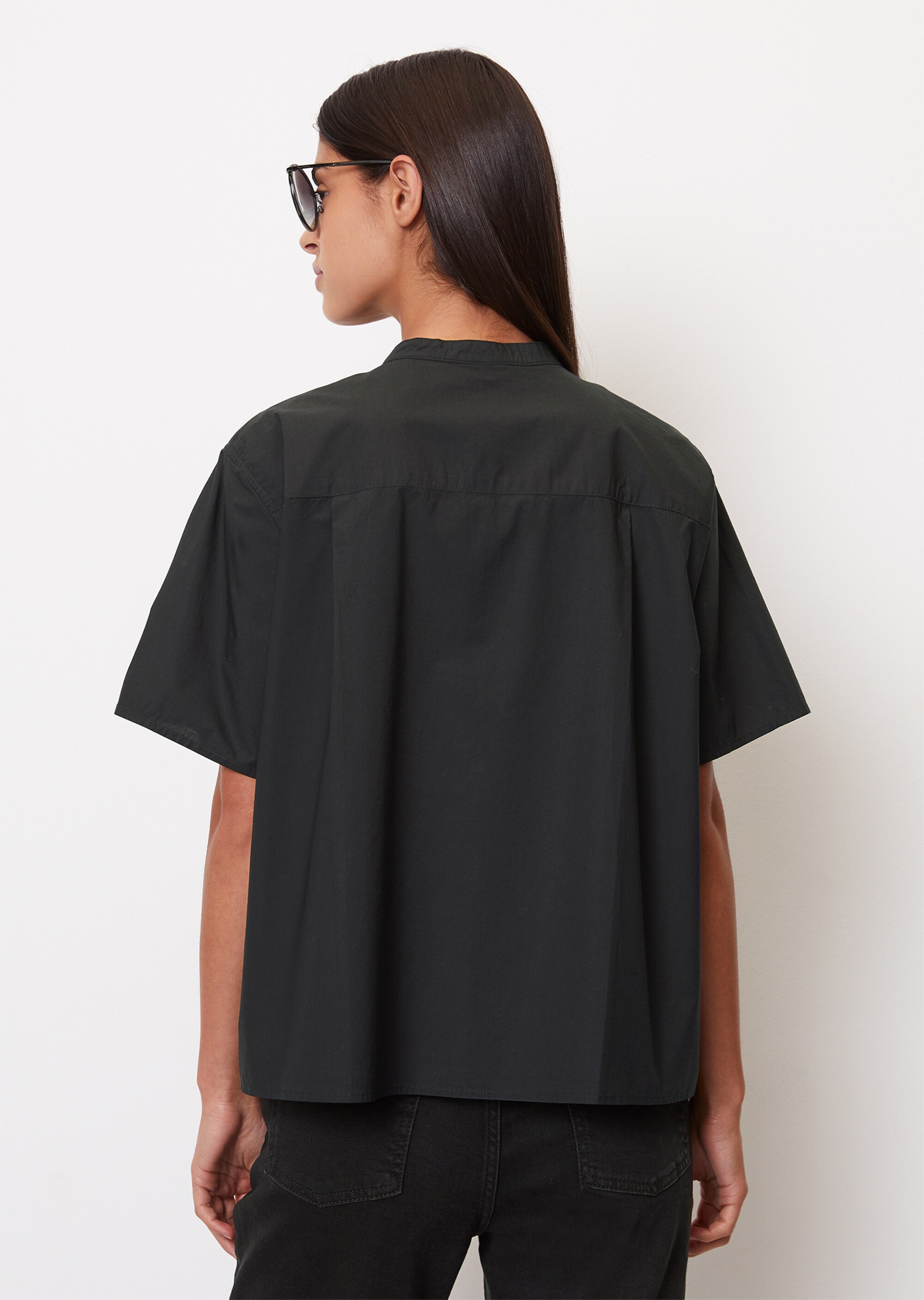 Popeline-Kurzarm-Bluse aus Organic Cotton