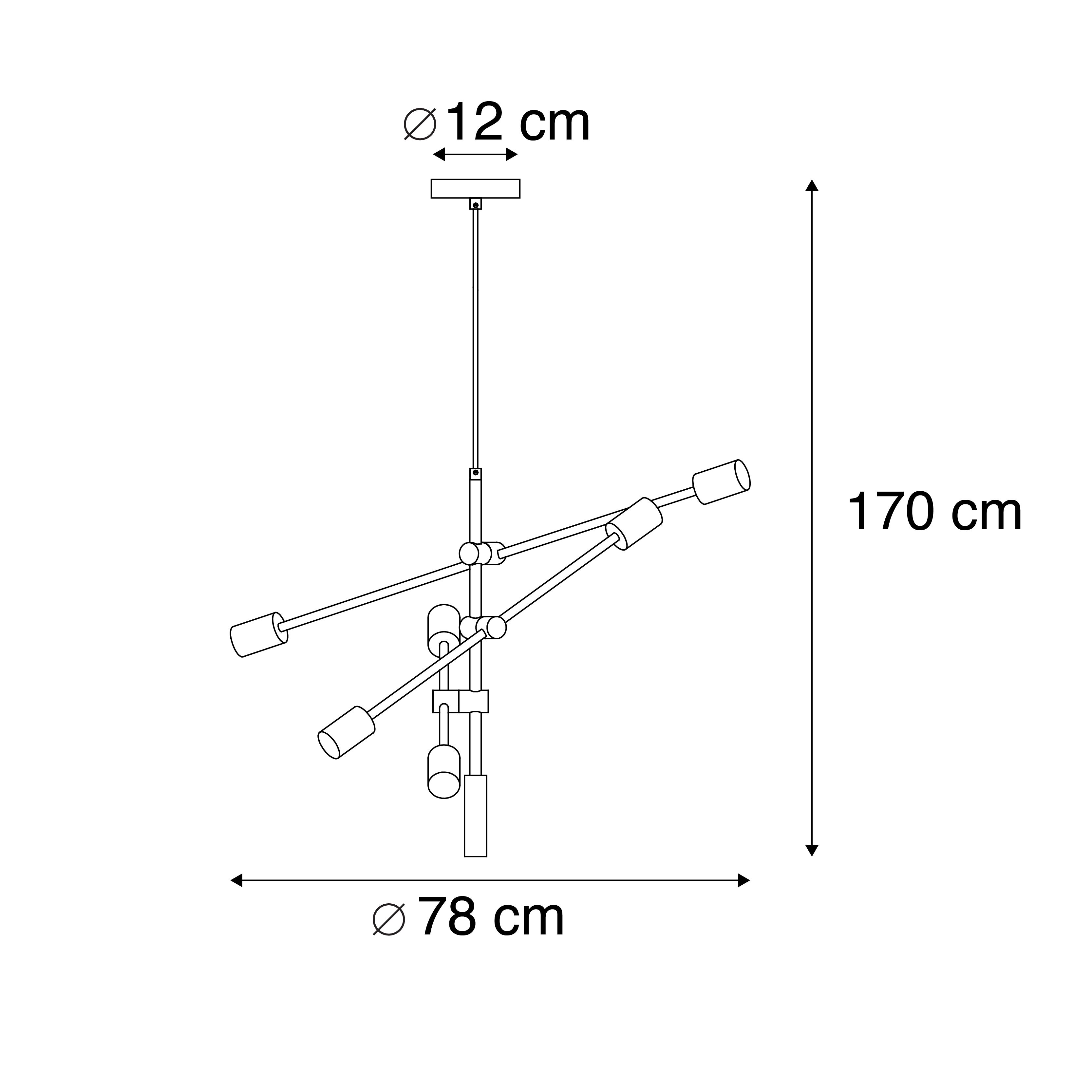 Industriële hanglamp zwart en goud 78 cm 6-lichts - Sydney