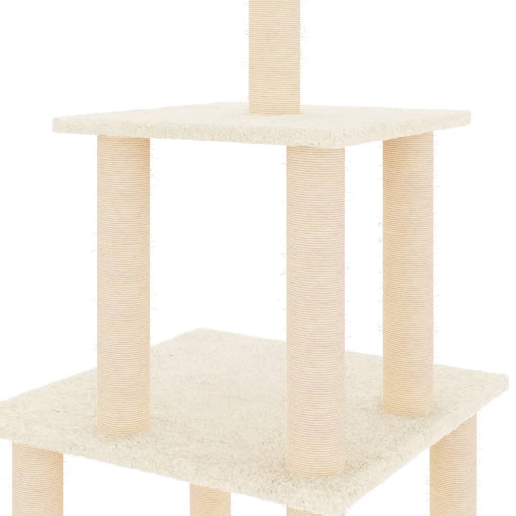 Arranhador para gatos vidaXL com postes de sisal, cor creme, 111 cm