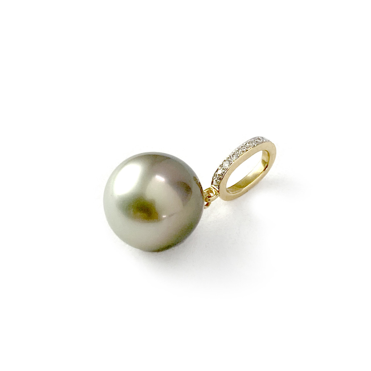 Pendentif d'occasion or 750 jaune 2 tons diamants perle de tahiti