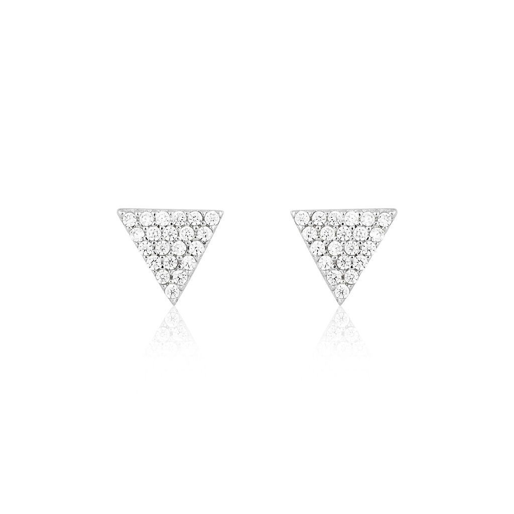 Boucles D'oreilles Puces Brendana Argent Blanc Oxyde De Zirconium