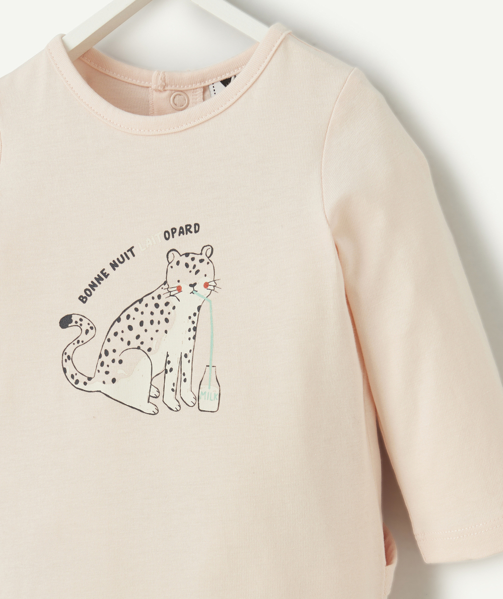 dors-bien bébé en coton bio rose motif thème léopard