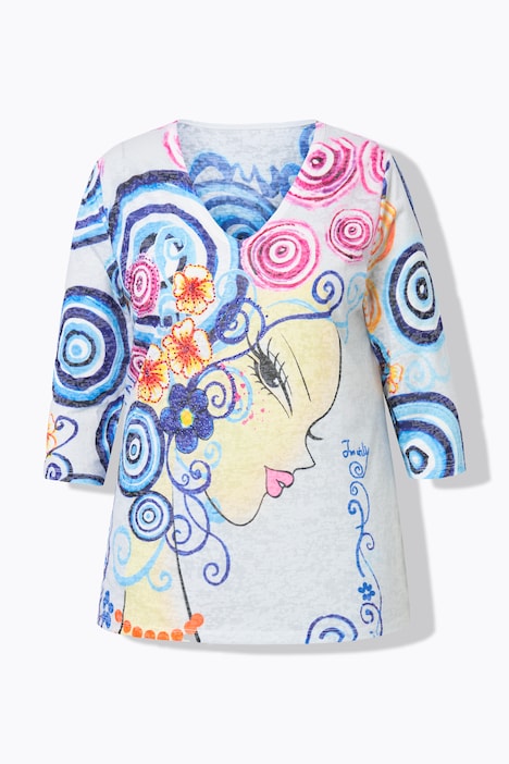 T-Shirt, Classic Fit, Feen-Druck mit Glitzersteinchen