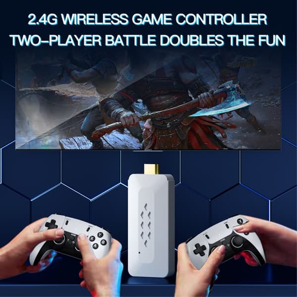 Game Stick 4K Dual 2.4G trådløs spillkontroller med 128G 30000+ spill for TV
