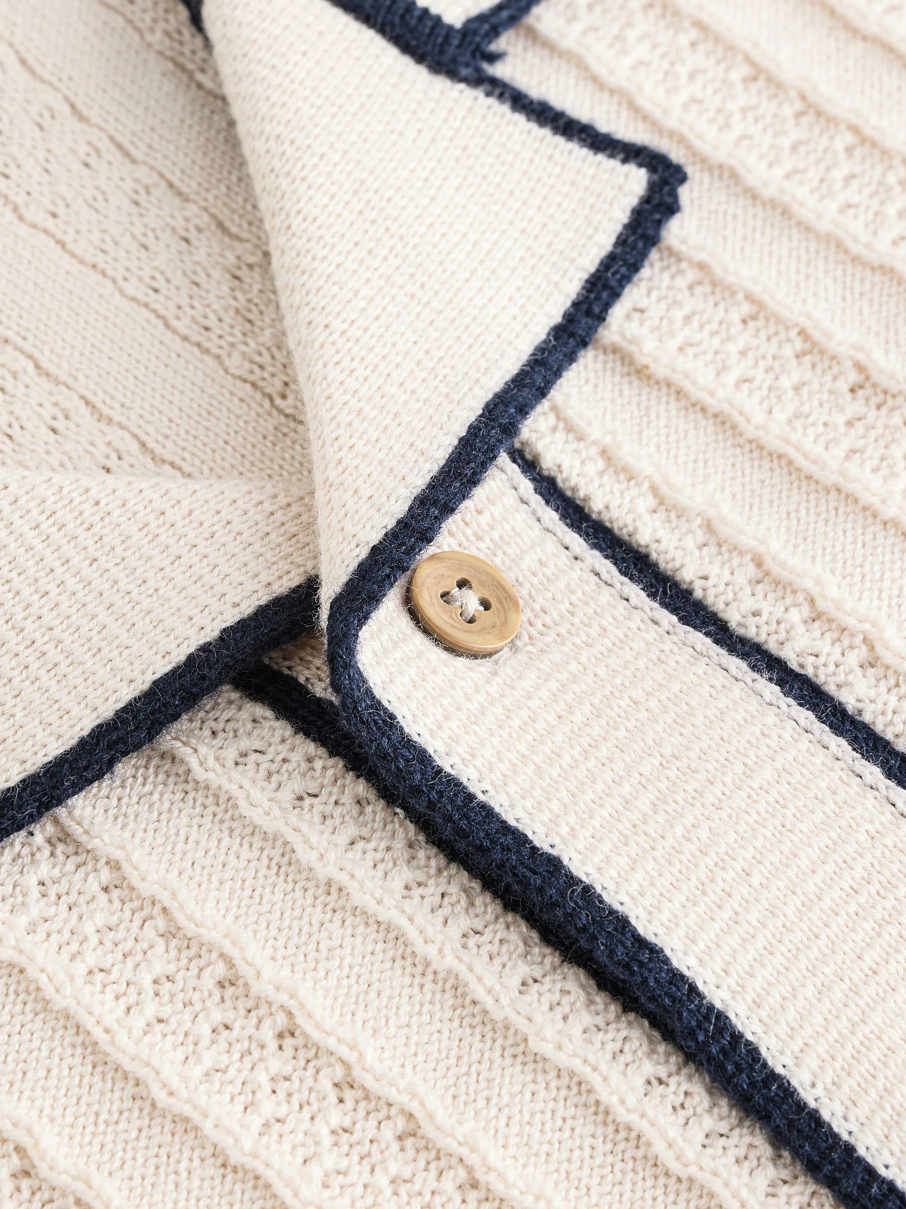 Ecru - Set met gebreid poloshirt met knoopsluiting en short (3mnd-10jr)