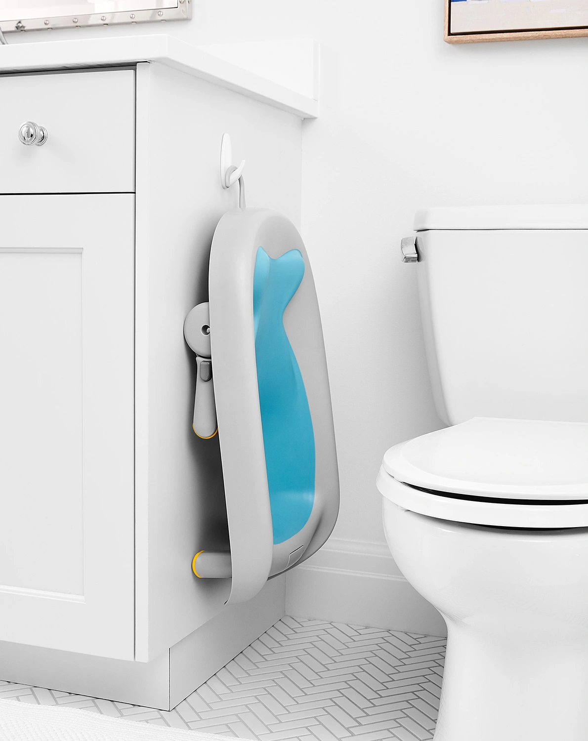Baby-Badewanne MOBY klappbar in grau/blau