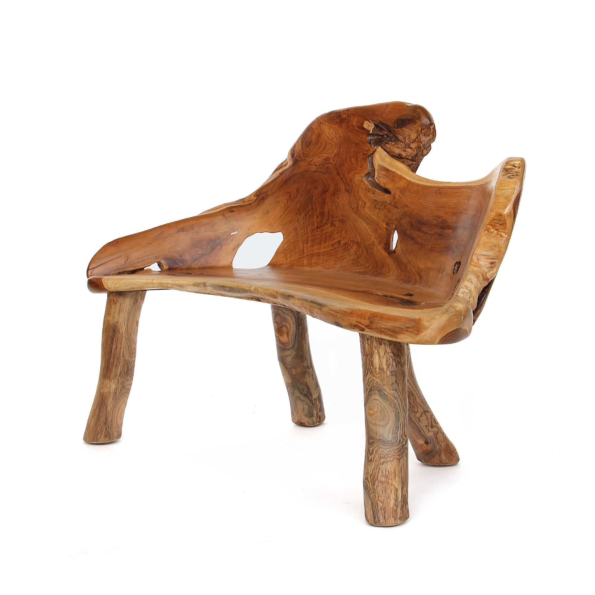 Wurzelholz-Bank, Teak natur, B 120 cm, H 85 cm, L 60 cm von fischer's lagerhaus