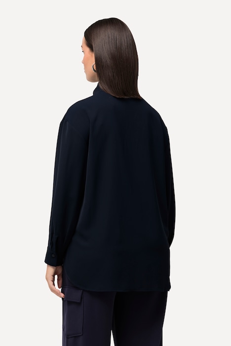 Tunika, Zipper, Oversized, Stehkragen, Langarm