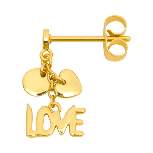 LULU Copenhagen Word Love Dangling Ørering, Gold Plated
