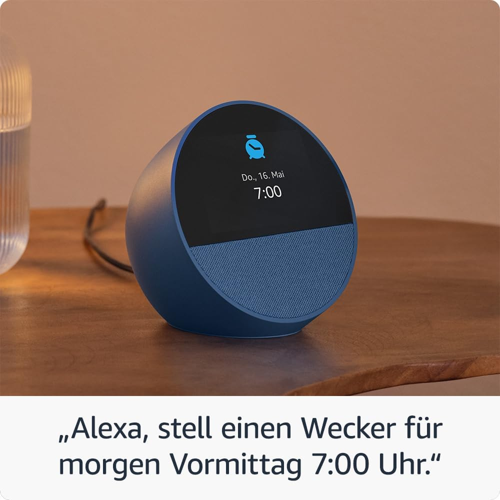 Echo Spot (2024) Smarter Wecker mit WLAN / Bluetooth und Sprachsteuerung via Amazon Alexa (B0C2RSK776) - Weiss
