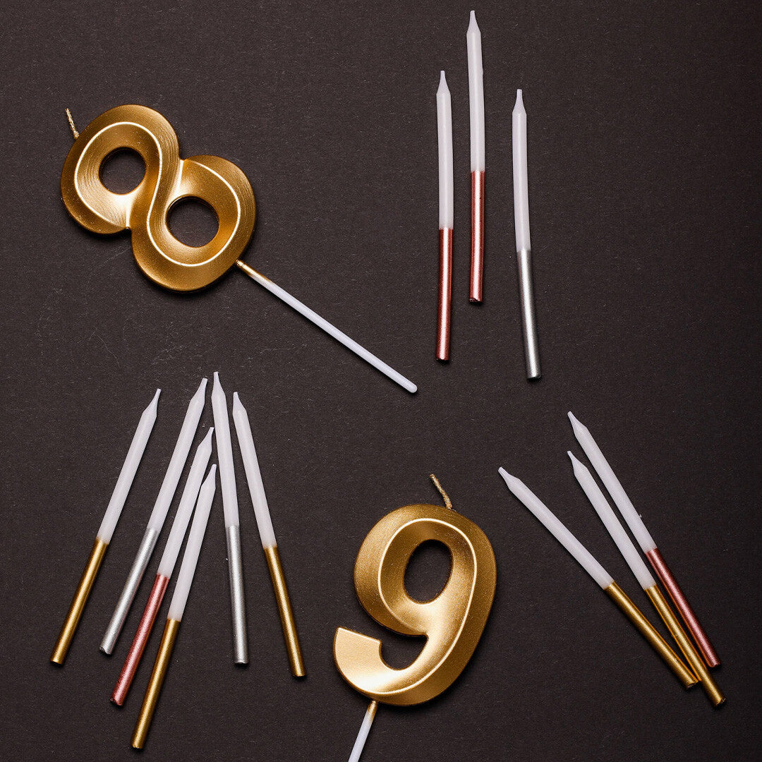 Verjaardagskaars metallic goud - 8 jaar