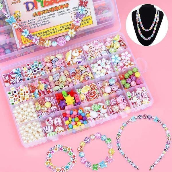 DIY - Perleboks - Akrylperler - Mix - 550 stk - Smykkefremstilling