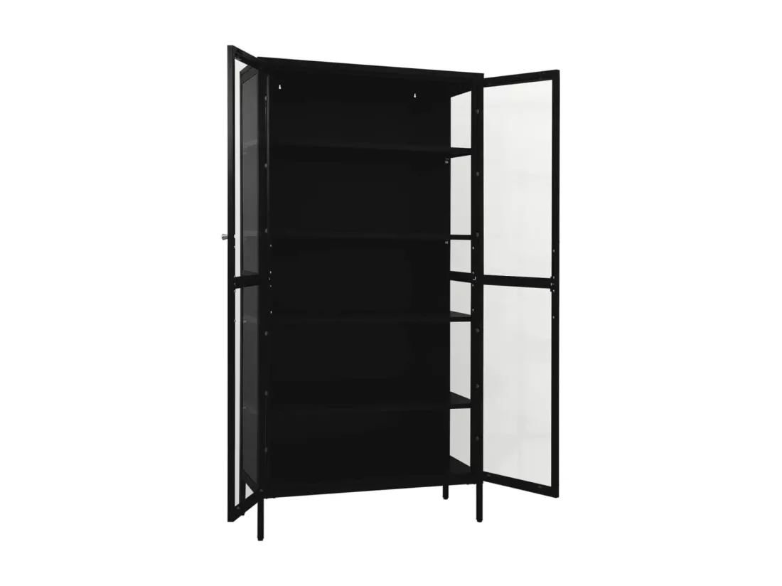 Vitrine d'exposition Noir 90x40x180 cm Acier et verre trempé
